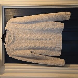 Barefoot Dreams Cozy Chic Large Cream Cableknit sweater